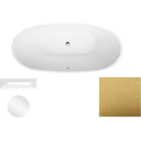 Baignoire îlot doré Glam avec bonde blanc Ayla 170x80 (1/2)