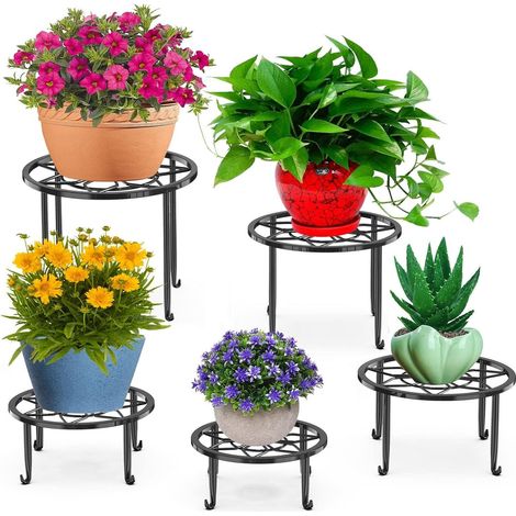Lot de 5 supports à plantes en métal, robustes et antirouille, pour pots de fleurs Rangement pour clés (1/5)