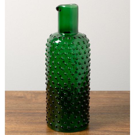 Pichet Sculpture en Verre à Pointes Vert Émeraude 26cm