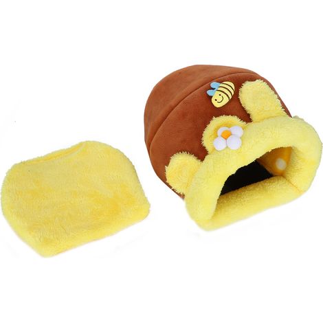 Petit nid de coton en velours de diamant en forme de pot de miel pour animaux de compagnie, chaud d'hiver pour cochon hollandais HamsterL (1/5)