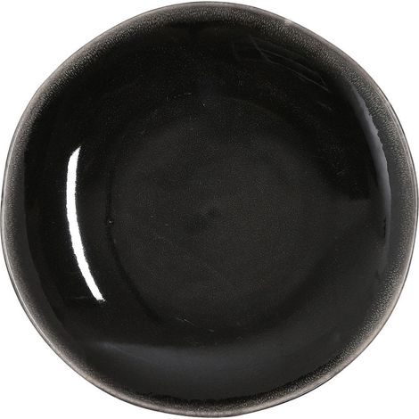 Assiette Plate de Table en Céramique au Style Rustique et Robuste Noir Ø 26,5 cm - PANGIVO (1/5)