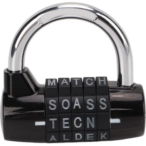 Cadenas à combinaison 5 lettres antivol en alliage de zinc noir massif pour valise de sport (1/5)