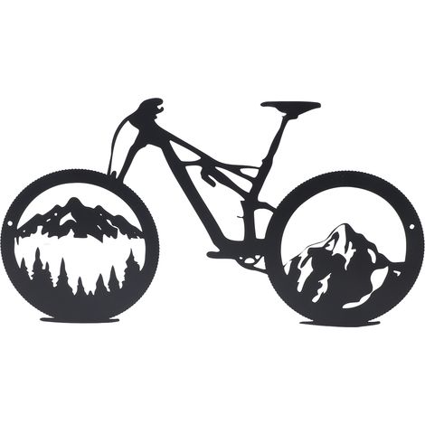 Décoration murale en métal représentant un vélo de montagne ou de forêt, à la fois élégante et incassable, idéale pour le salon ou le bureau. (1/5)