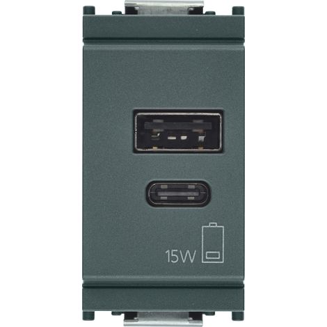 VIMAR - 16292.AC.15 USB-A+C-Netzteil 5V 3A 15W 1M grau