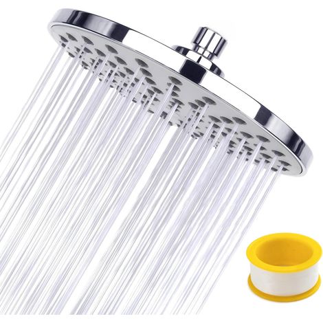 Pomme de douche pivotante d'angle de pulvérisation 20,3 cm standard 1,27 cm BSPT Connexion pommeau de douche effet pluie Chrome (1/5)