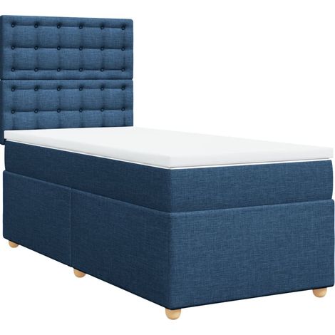 Maison Exclusive - Cama box spring con colchón tela azul 100x200 (1/5)