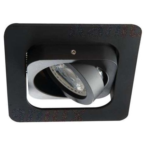 Support de spot orientable encastrable perçage 80x80mm carré Noir (1/2)