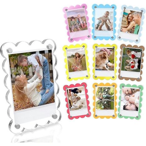 Lot de 10 cadres magnétiques en acrylique pour réfrigérateur, 6 x 9 cm, bord ondulé, cadre double face, cadre photo magnétique - JBMEDIA (1/4)