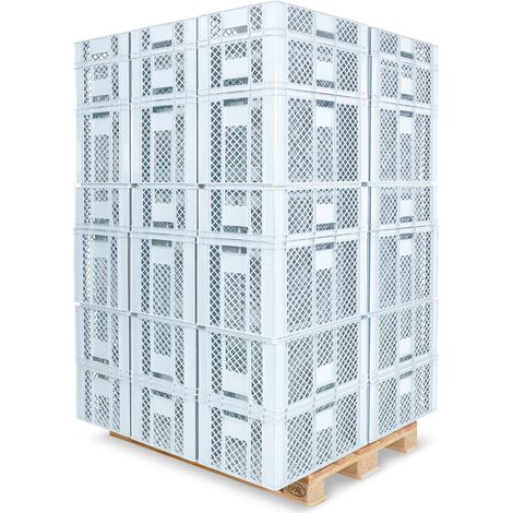 BRB 78 Stück Stapelkörbe/Bäckerkästen in 5 Größen, Grundmaß LxB 600x400 mm, H 90 mm, 150 mm, 240 mm, 320 mm, 410 mm (weiß)