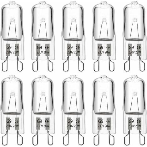 Ampoule Halogene G9 28W 230V, 370LM 2700K Blanc Chaud Dimmable, G9 Ampoules Capsule, pour Lustres, Lampes de Paysage, Appliques Murales, Éclairage d'armoire, Lot de 10 (1/4)