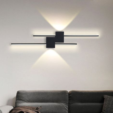 Applique murale LED linéaire 26 W, longue bande lumineuse tricolore en aluminium, veilleuse, éclairage intérieur, 60 x 13,5 cm (1/4)
