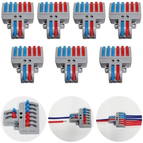 Jeu de bornes de raccordement électrique 7 pièces – Connecteurs à levier 8 pôles – Résistance à la corrosion – Installation rapide (1/5)
