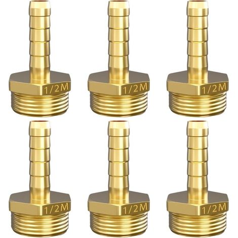 Réducteurs 1/4 à 3/8 Pouce en Laiton, Rallonge de Réduction avec Hexagone, Filetage Extérieur x Intérieur, pour la Conversion Tuyauterie(Lot 4) Ag X Barb 1/2" 3/8" (1/5)