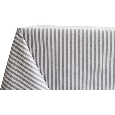 Nappe Cuisine et Salon 140 x 240 cm Fantaisie Bâtonnet Gris, Nappe de Table en 100% Coton (1/5)