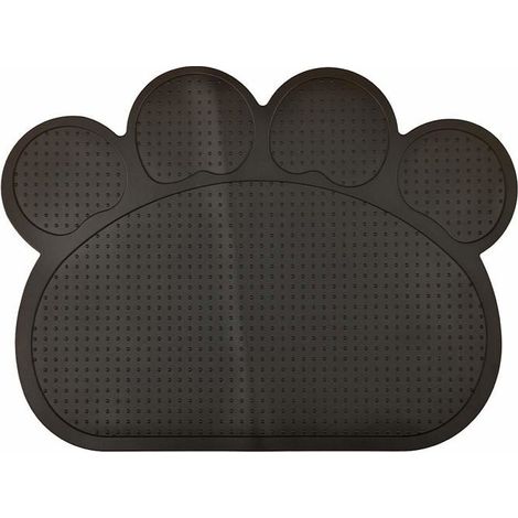 1 tapis de litière en silicone, forme patte de chat, noir 40 x 30 cm, antidérapant, pour chats domestiques