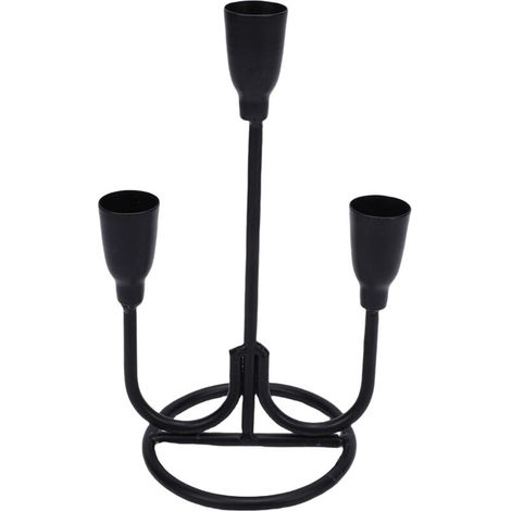 Three-headed iron candlestick, exquisite candelabra for coffee table, fireplace decoration, black (1/5)