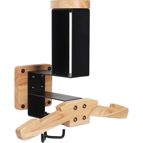 1 Support mural, Bois massif, Acier robuste, Casque moto, Football, Cyclisme, Ski, Garage, Bureau (1/5)