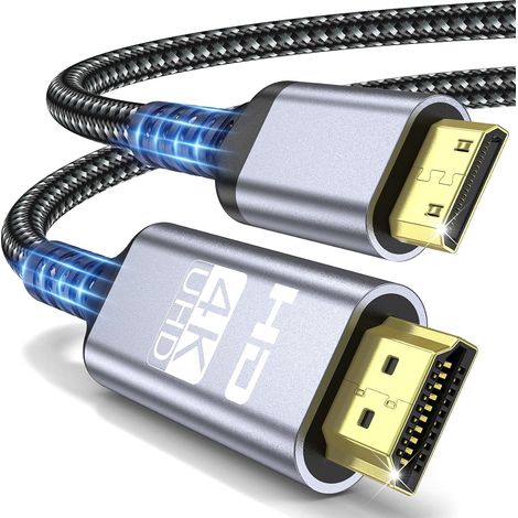 Câble Mini HDMI vers HDMI 2m, 4K@60Hz 2K@120Hz 18Gbps HDMI vers Mini HDMI avec HDR UHD Arc HDCP Compatible avec Caméra, Raspberry Pi Zero, Projecteur, Moniteur, Laptop, HDTV (1/5)