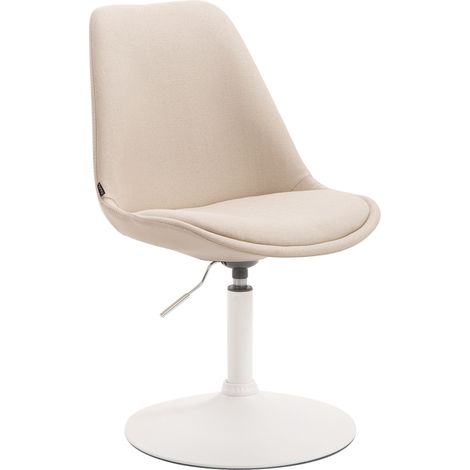 Chaise de salle à manger x1 pivotante hauteur réglable en tissu crème et pied trompette en métal blanc 100008277 (1/5)
