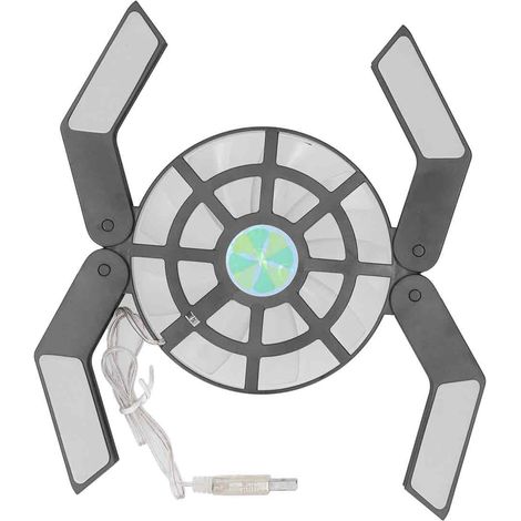 Support de refroidissement pour ordinateur portable avec grand ventilateur lumineux, port USB, pliable, DRS08 (noir) (1/5)