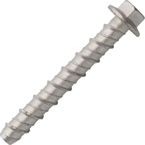 Scell-It – Vis béton Acier zingué M8 x 100 mm – Tête hexagonale avec embase crantée – Lot de 25 pièces – Fixation rapide dans béton (1/3)