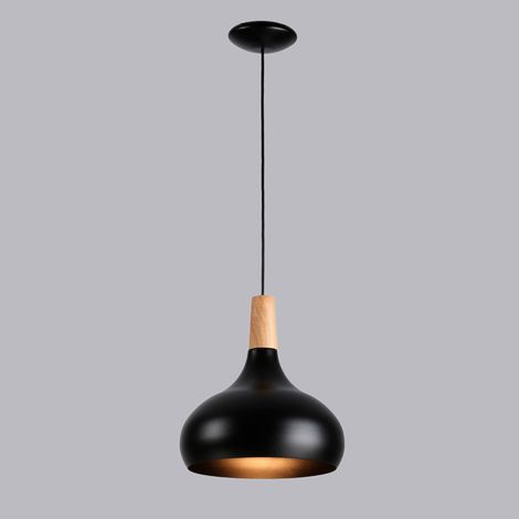 Suspension en métal et bois "Loop" - Noir (1/4)