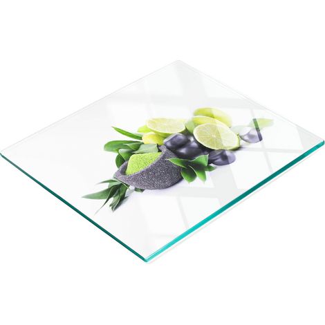 Tablero de vidrio elegante y duradero con estampado de cal y piedra, 60x52 cm.