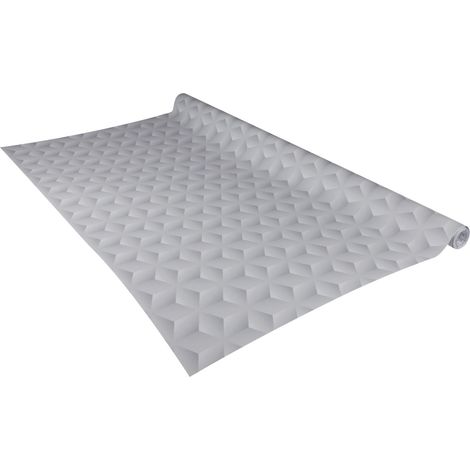 Papier adhésif Cubic Cubes rétro Gris 90 cm x 2,6 m Épaisseur 160μ Film autocollant pour meuble et cuisine film décoratif papier peint PVC sans phtalates Fabriqué en UE (1/5)