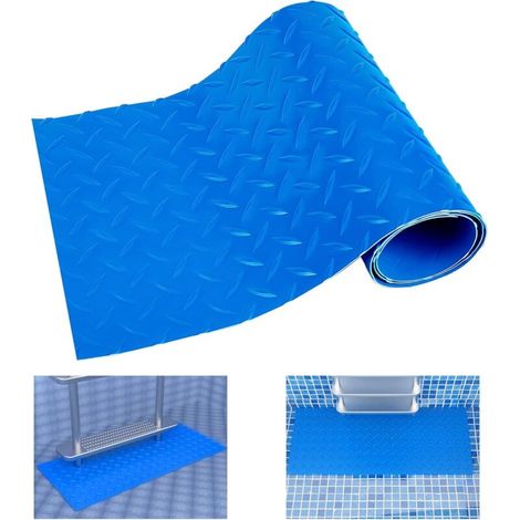Tapis échelle de piscine, tapis de piscine antidérapant, tapis d'escalier de piscine, tapis de marche antidérapant, chevrons bleus 23×90 cm. (1/5)