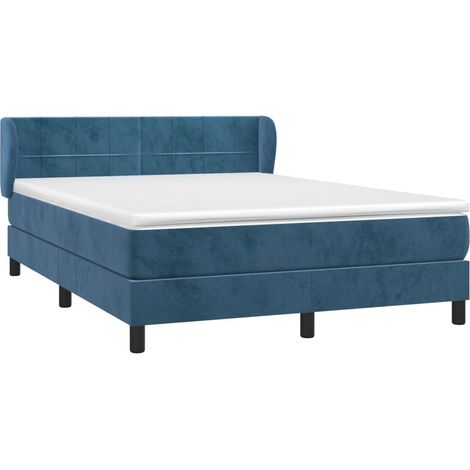 vidaXL Sommier à lattes de lit et matelas Bleu foncé 140x190cm Velours