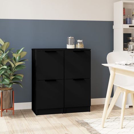 vidaXL Credenze 2 pz Nere 30x30x70 cm in Legno Multistrato