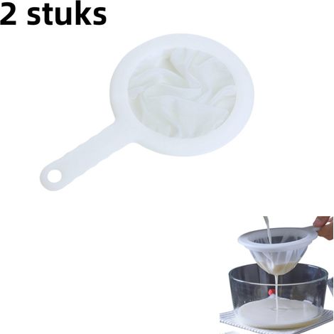 Lot de 2 filtres à lait de soja 200 mesh avec poignée blanc ultrafin pour lait de soja jus de fruits café lait et séparation des résidus (1/5)