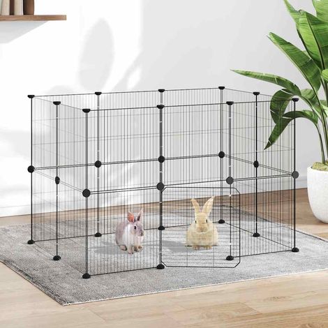 vidaXL Jaula para mascotas de 20 paneles puerta acero negro 105x70x70 cm (1/5)