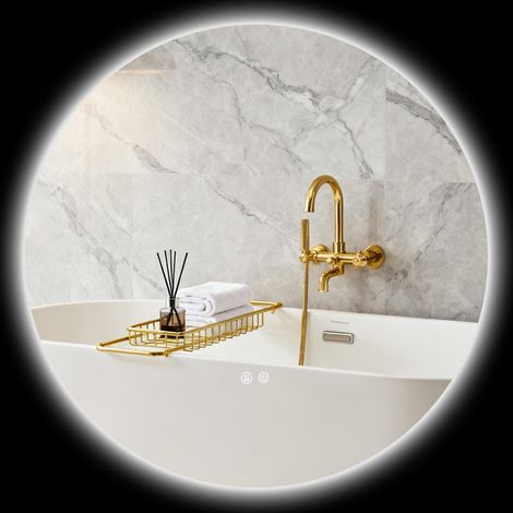 Specchio da bagno rotondo illuminato a LED Ø 80 cm con interruttore touch e sistema antiappannamento