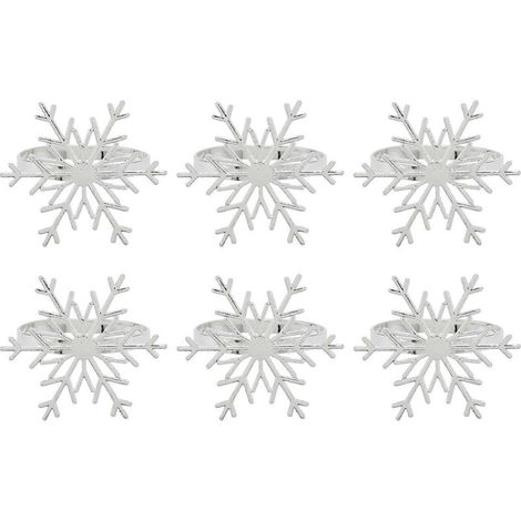 Ronds de serviette flocon de neige pour décoration de table de Noël (argenté) (1/5)