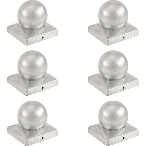 vidaXL Bouchons de poteau 6 pcs Globe final Métal galvanisé 101x101 mm (1/5)