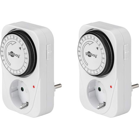 Goobay 55538 Interruttore orario analogico per interni - interruttore orario per prese - ciclo di 15 minuti regolabile - controllo LED - set di 2 - Versione Tedesca (1/5)