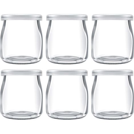 Pots en verre de 200 ml pour pouding au yaourt avec couvercles en plastique, mini-gobelets, petites bouteilles en verre (1/4)