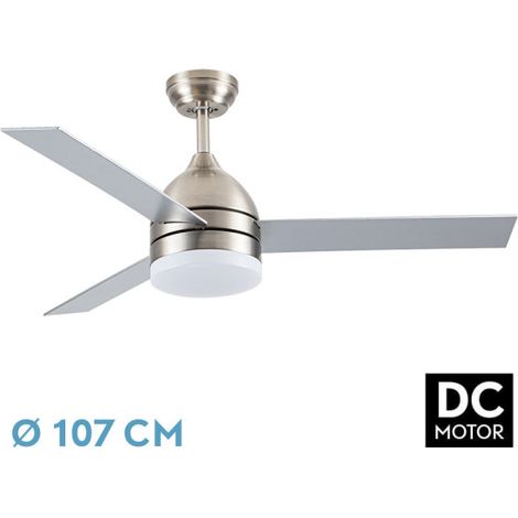 Ventilatore DC Legio 26w Nichel 3 pale Argento/Faggio 107d 2950lm 3000-4000-6000k Telecomando+memoria+timer (1/2)