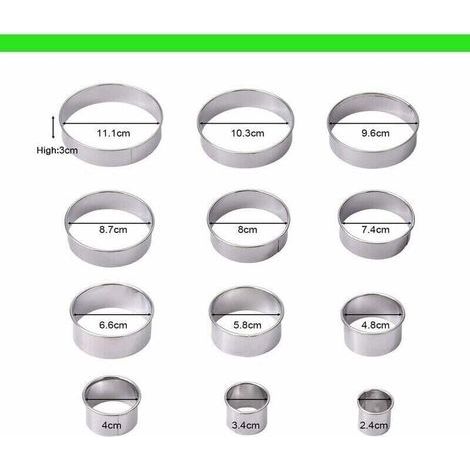 12PCS Round Cookie Cutters, Pastry Cutters, Kitchen Cookie Cutters for Biscuits, Sugar Paste, Cakes, Biscuit Cutters, Cookie Cutters, Stainless Steel Pastry Cutters,