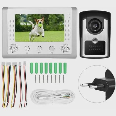 XVX 7 pouces filaire étanche interphone vidéo sonnette IR caméra moniteur porte téléphone 110-240V prise ue (1/5)