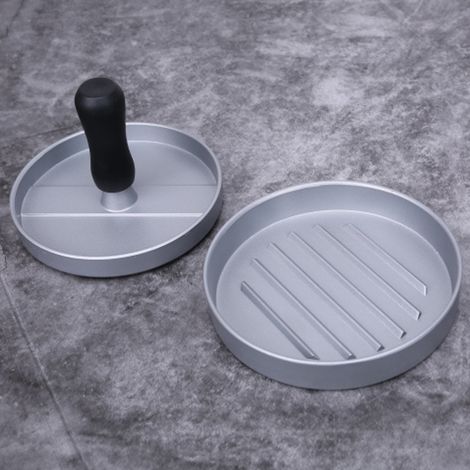 1 Pièce Burger Moule Spécial DYI Burger Grill Moule Manuel Aluminium Antiadhésif Burger Presse Moule Burger Blank Maker (Argent) (1/5)