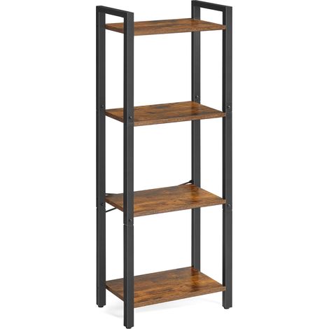 Étagère 4 Niveaux, Bibliothèque, Meuble de Rangement, pour Bureau, Salon, Chambre, 24 x 40 x 107 cm, Style Industriel, Marron Rustique et Noir d'Encre (1/5)