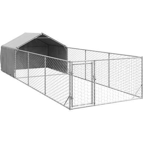 Maison Exclusive - Cuccia per Cani da Esterno con Recinto 7x2x1,5m Acciaio Zincato