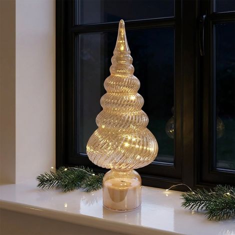 Lustre Toned Rotating LED Glass Christmas Tree (1/2)
