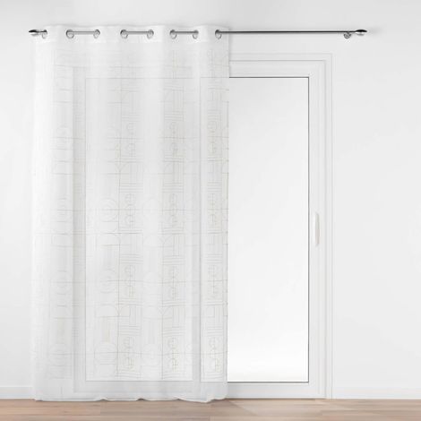 Voilage a oeillets 140 x 240 cm voile sablé brodé metallisé Odessa Or (1/5)