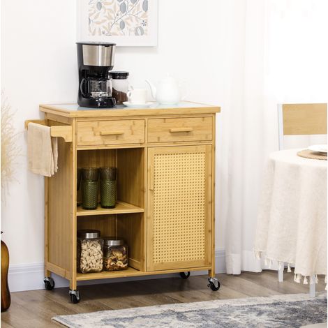 Mueble cocina móvil con almacenaje de bambú natural OKMYHOME (1/3)