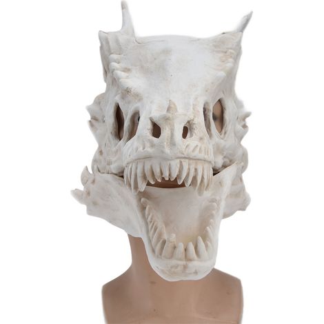 Animatronische Drachenschädelmaske für Halloween, Dinosaurierkopf aus Latex, Maske mit beweglichem Mund (1/5)