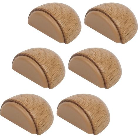 Lot de 6 Butée de Portes (Chêne Naturel) Arrêt de Porte Adhesive en Bois pour Sol et Parquet Stop Porte Adhésif Butoir de Porte (1/5)