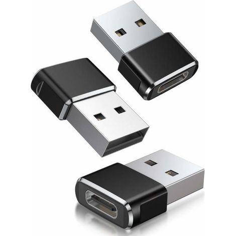 Adaptateur Usb C Femelle Vers Usb A Mâle - Aluminium - Compatible iPhone Apple Watch - Pack De 3 (1/5)